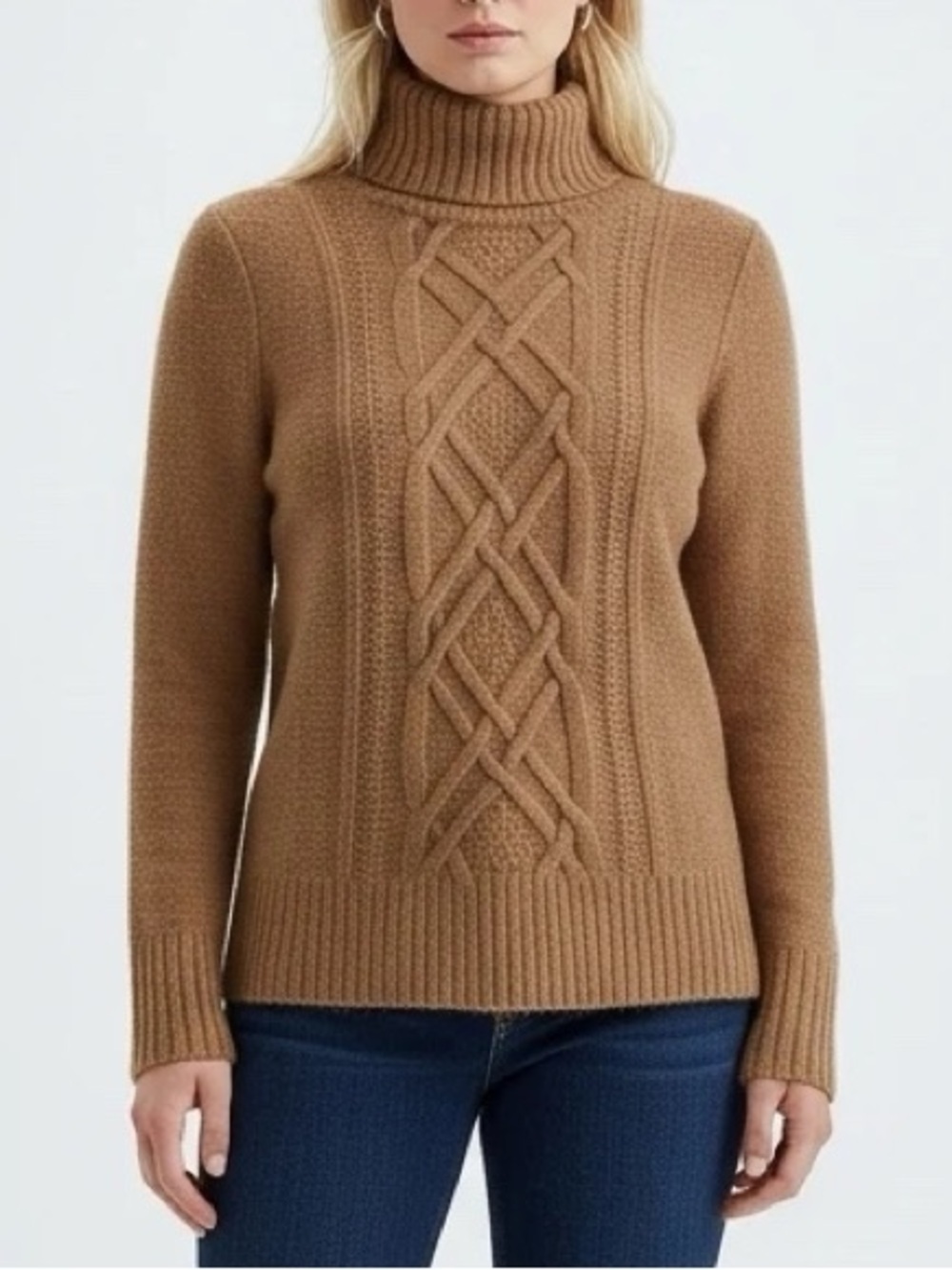 J. Crew Tan Turtle Neck Heavy Knit Sweater